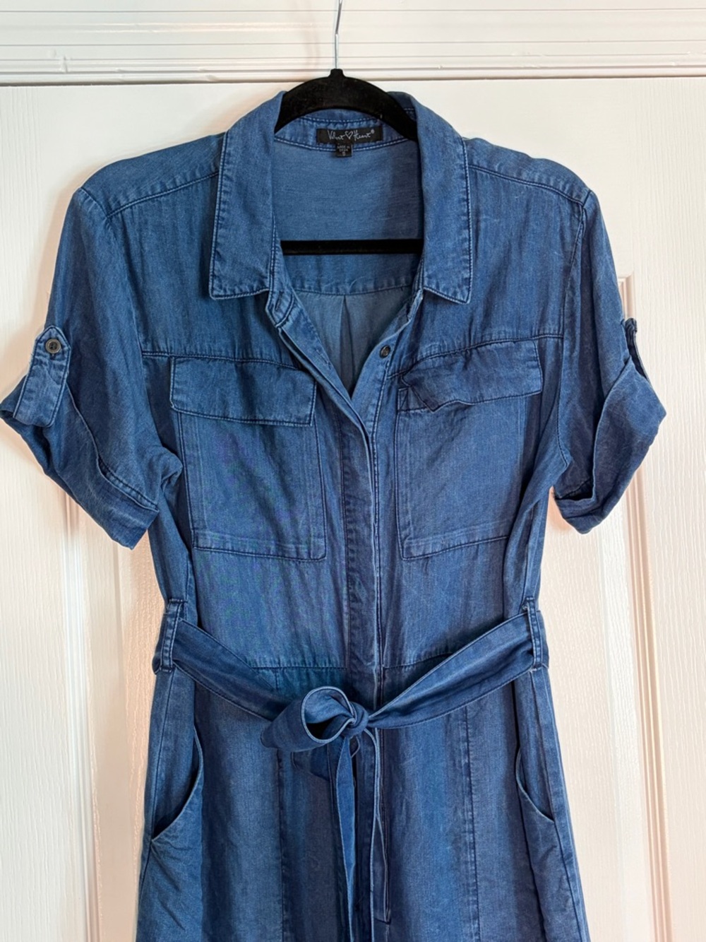Velvet Heart Dark Blue Denim Utility Jumpsuit - Picture 4 of 8